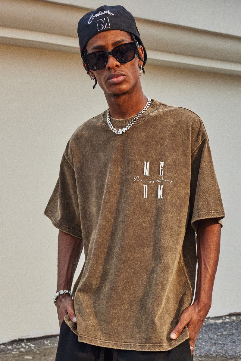 MEDM Embroidered Washed Logo Tee - COPPING THREADS - MEDM