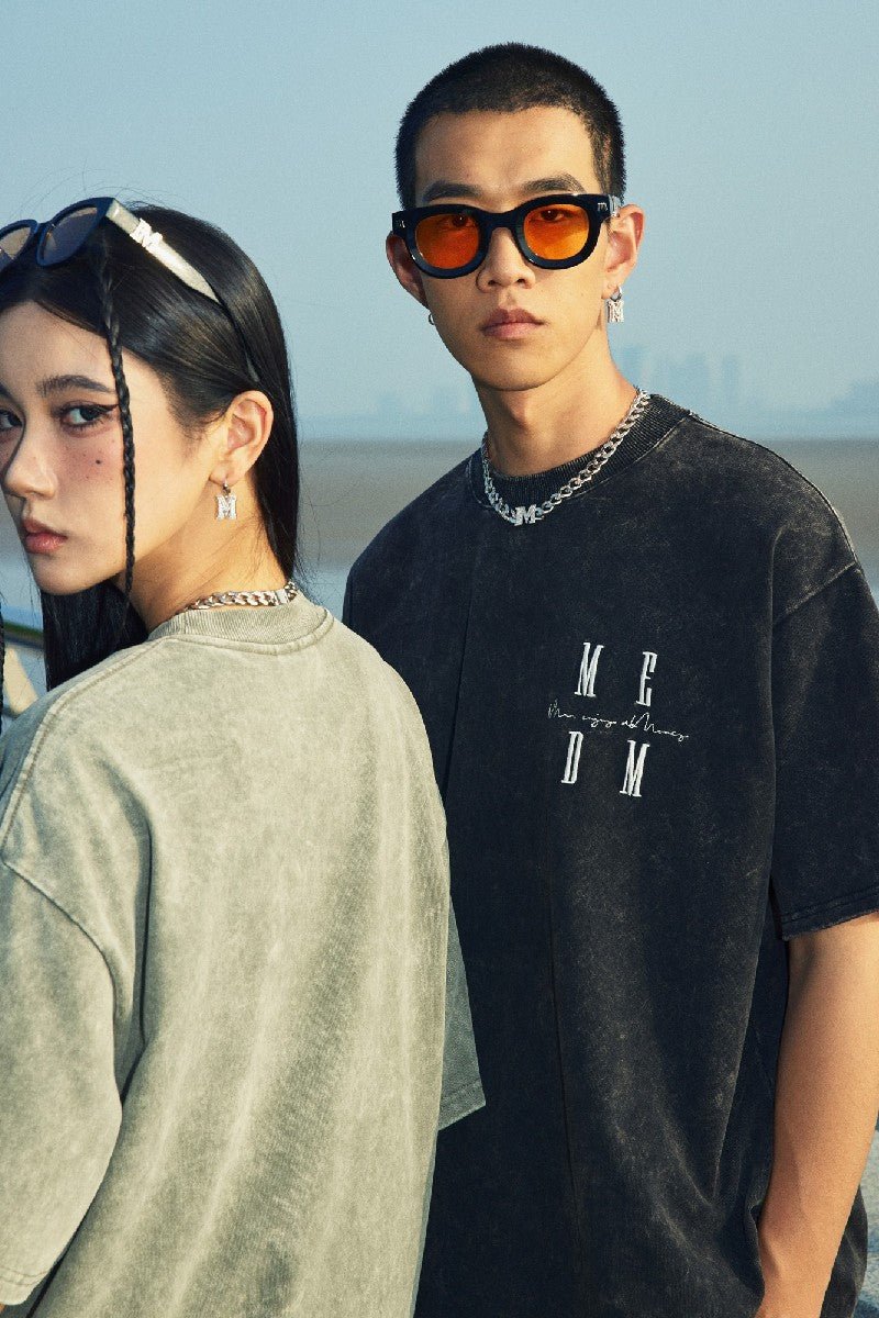 MEDM Embroidered Washed Logo Tee - COPPING THREADS - MEDM