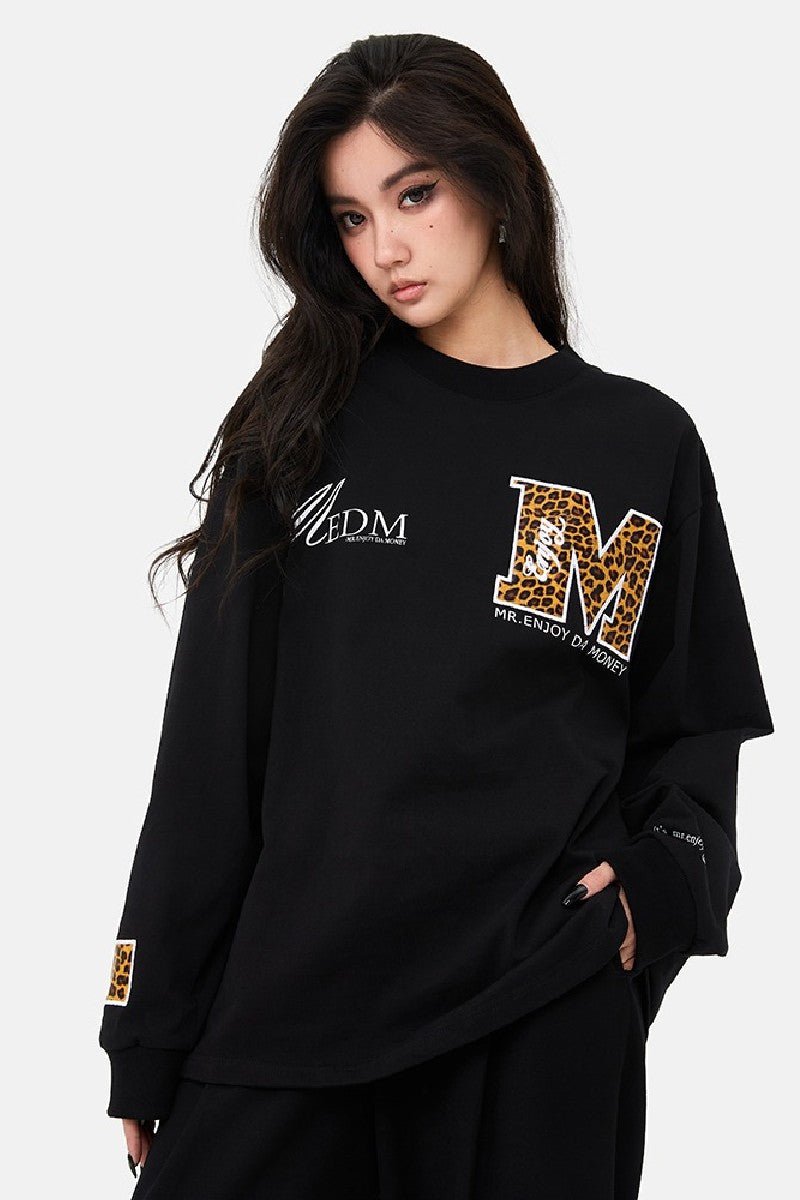 MEDM Leopard Logo Long Sleeve Tee - COPPING THREADS - MEDM