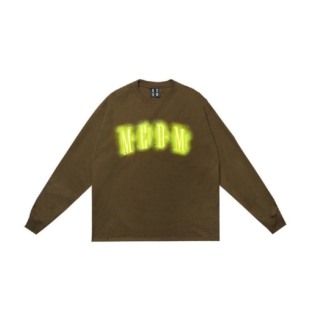 MEDM Neon Lights Logo Embroidered Long Sleeve Tee - COPPING THREADS - MEDM