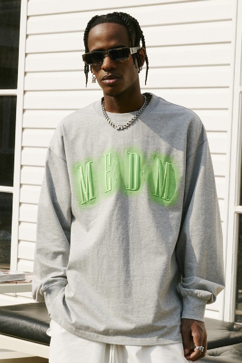 MEDM Neon Lights Logo Embroidered Long Sleeve Tee - COPPING THREADS - MEDM 메인 이미지