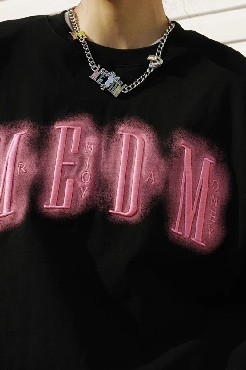 MEDM Neon Lights Logo Embroidered Long Sleeve Tee - COPPING THREADS - MEDM