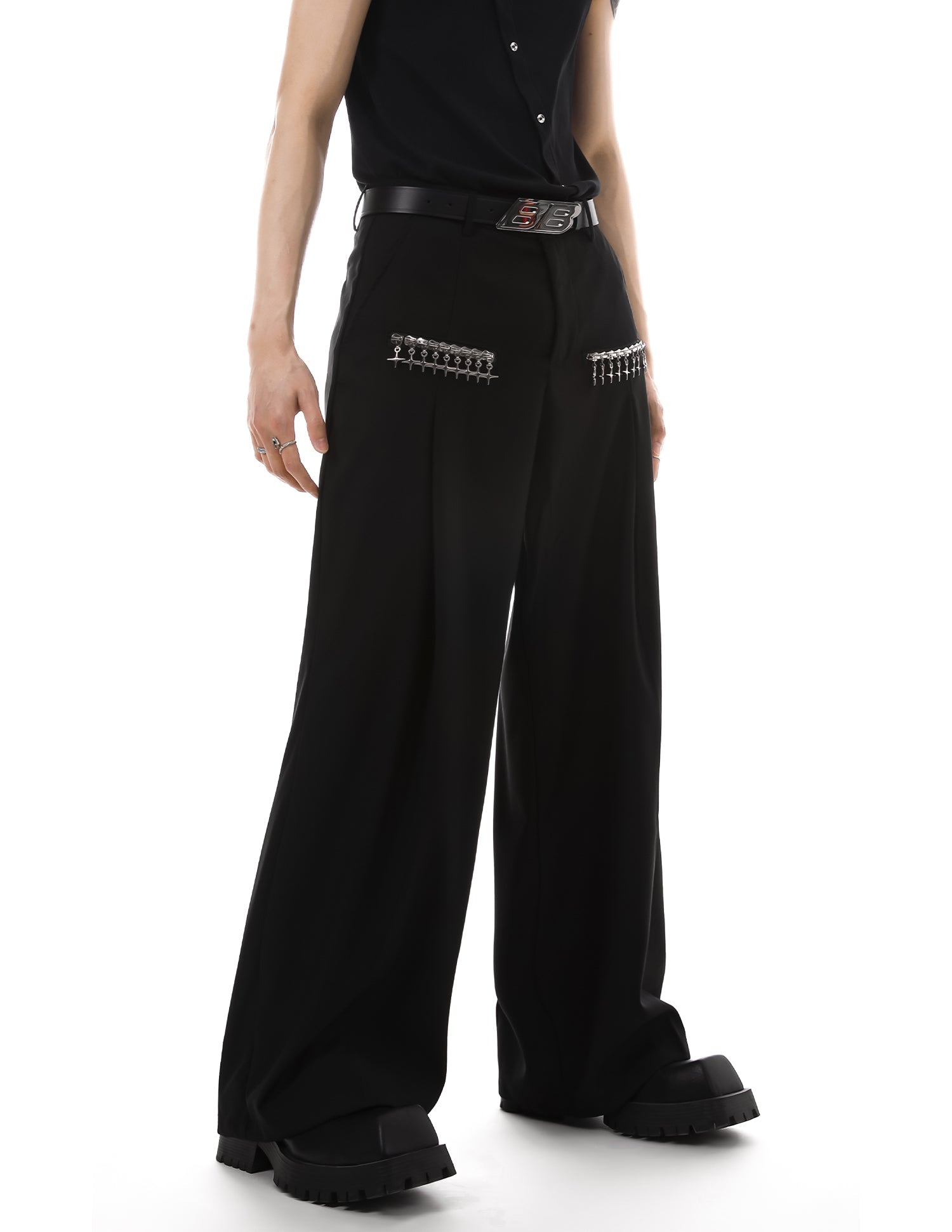 Metal Trim Straight Leg Trousers Secondary image