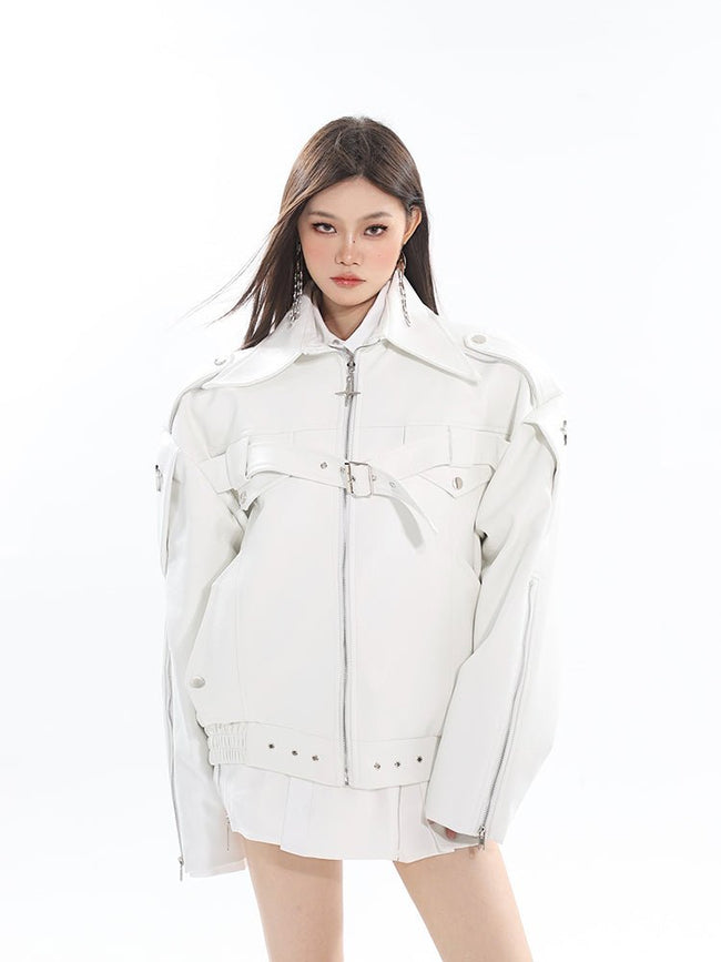 Minimalist Metallic Leather Jacket - COPPING THREADS - CT Select Hover Image