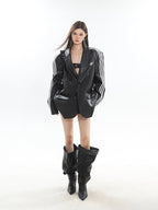 Oversized Black Leather Blazer - COPPING THREADS - CT Select