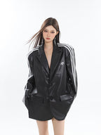 Oversized Black Leather Blazer - COPPING THREADS - CT Select