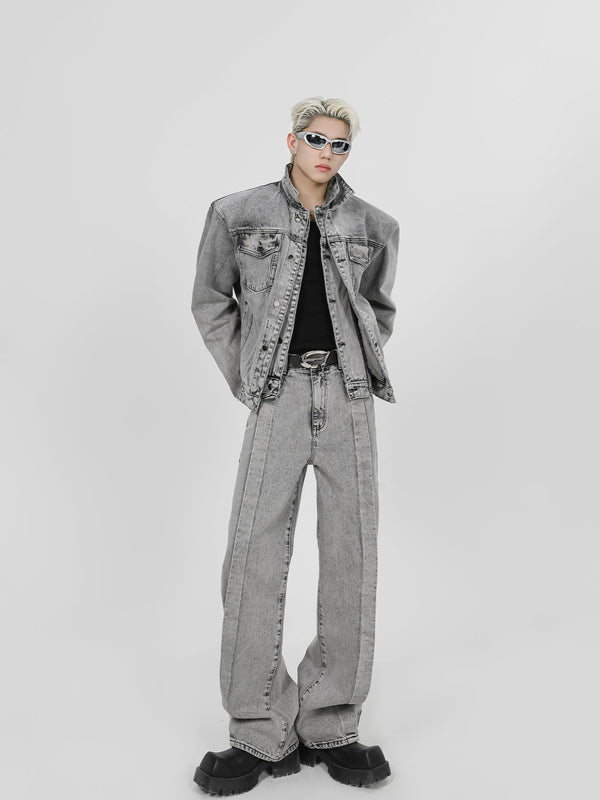Paneled Shoulder Pads Denim Jacket - COPPING THREADS - CT Select