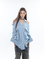 Pleated Off Shoulder Long Shirt - COPPING THREADS - CT Select