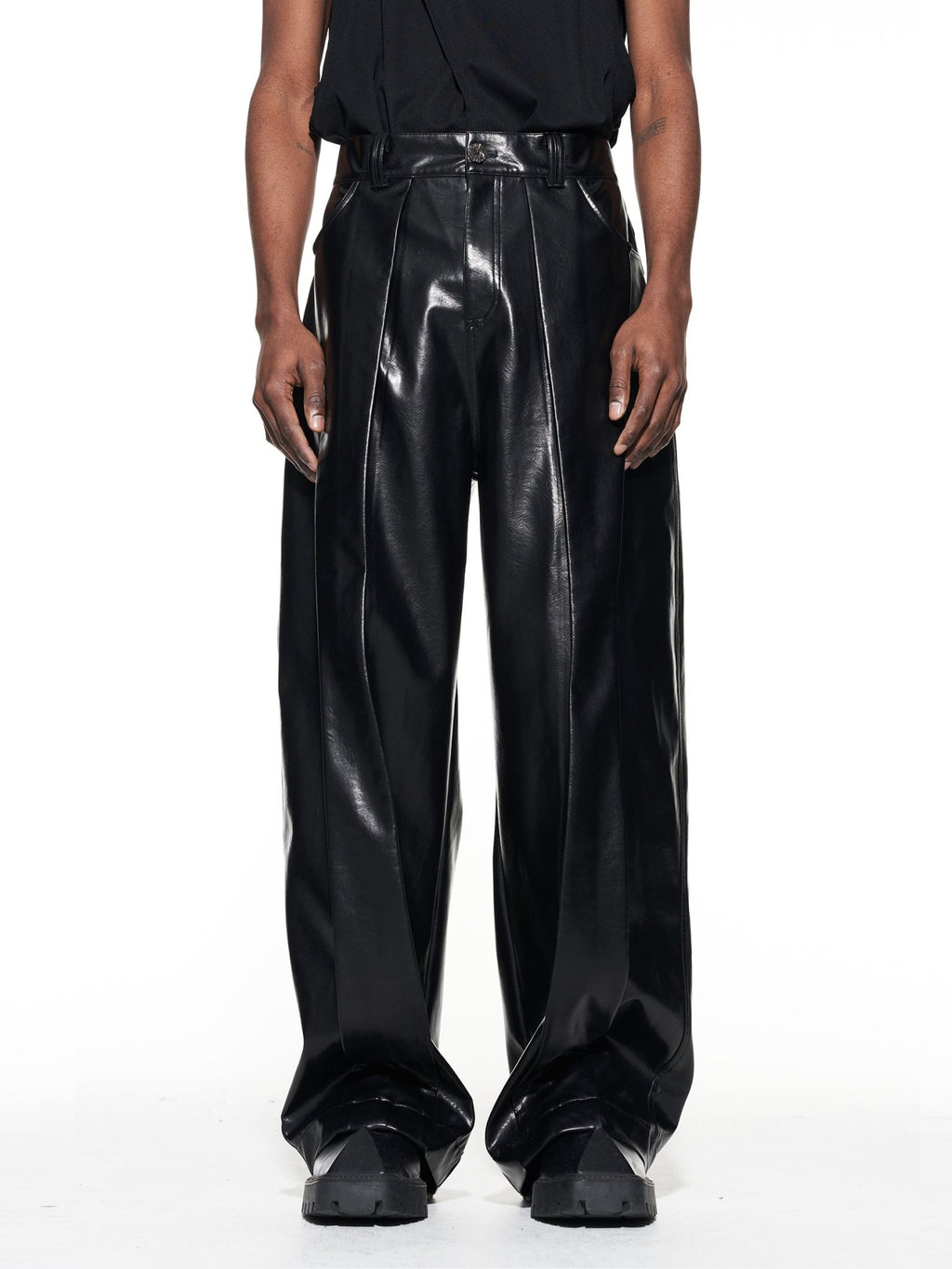 Pleated Straight Leg Leather Pants - COPPING THREADS - BLIND NO PLAN