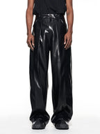 Pleated Straight Leg Leather Pants - COPPING THREADS - BLIND NO PLAN