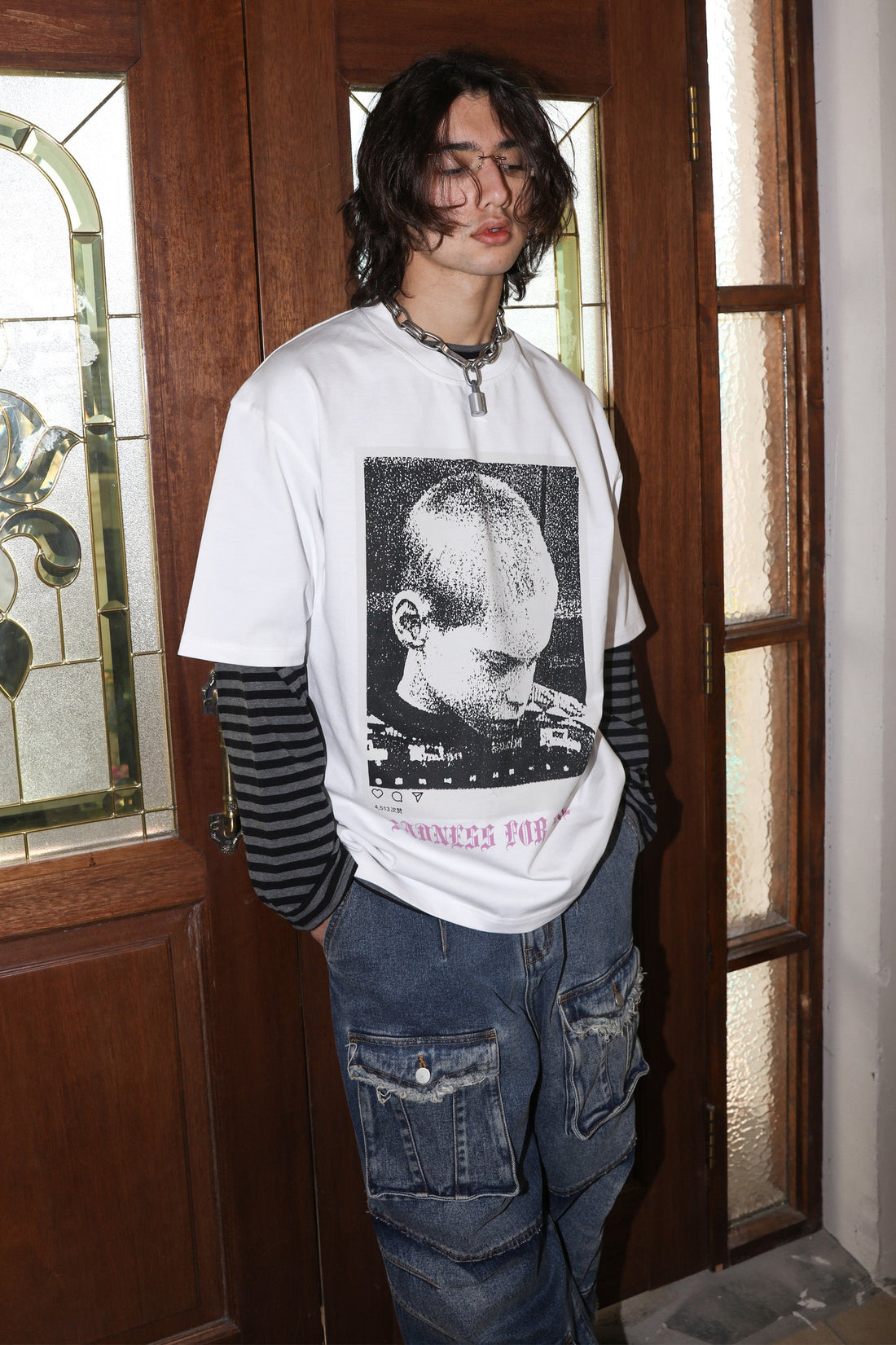 TRECLUB Sadness Face Printing Tee