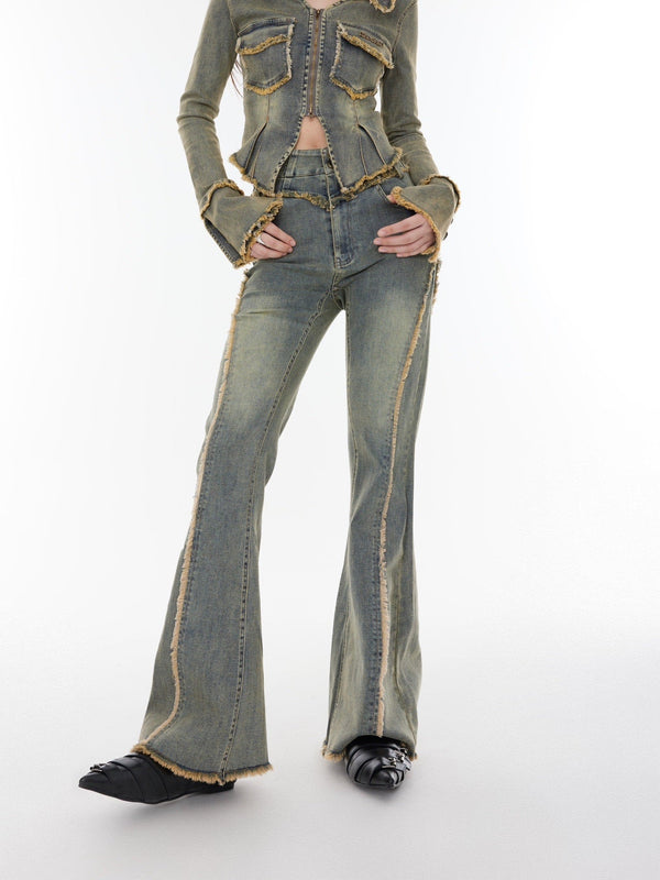 Slits Denim Tops Flared Jeans - COPPING THREADS - CT Select