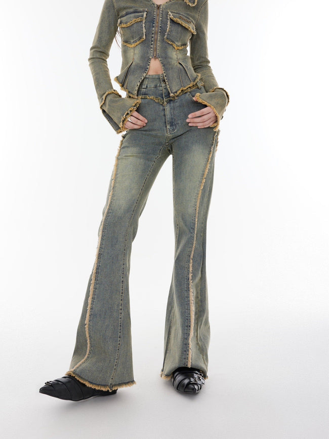 Slits Denim Tops Flared Jeans - COPPING THREADS - CT Select Hover Image