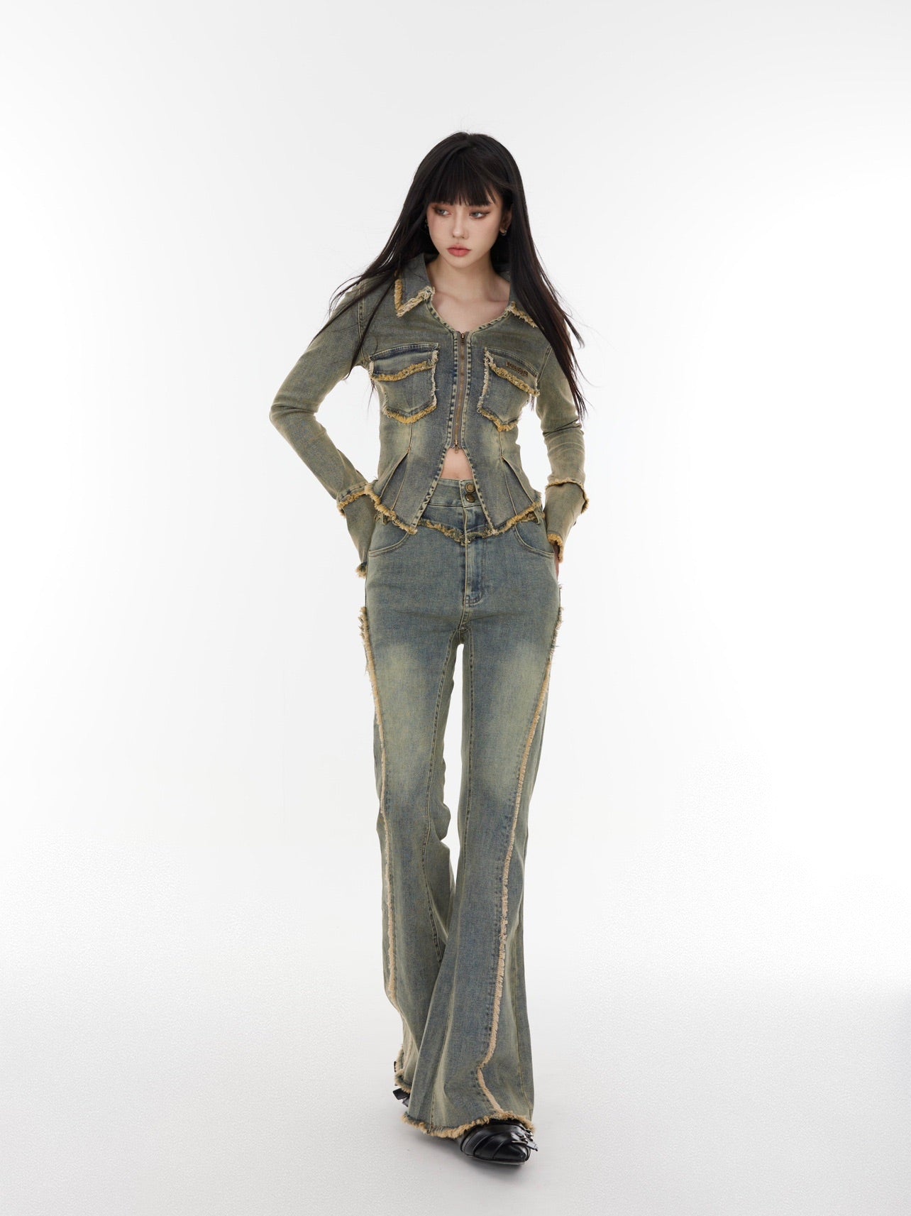 Slits Denim Tops Flared Jeans - COPPING THREADS - CT Select
