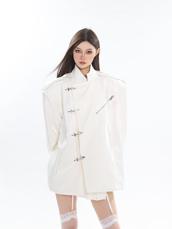 Streamer Metal Buckle Blazer Jacket Main Image