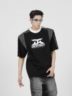 Striped Print Shoulder Pad Tee - COPPING THREADS - CT Select