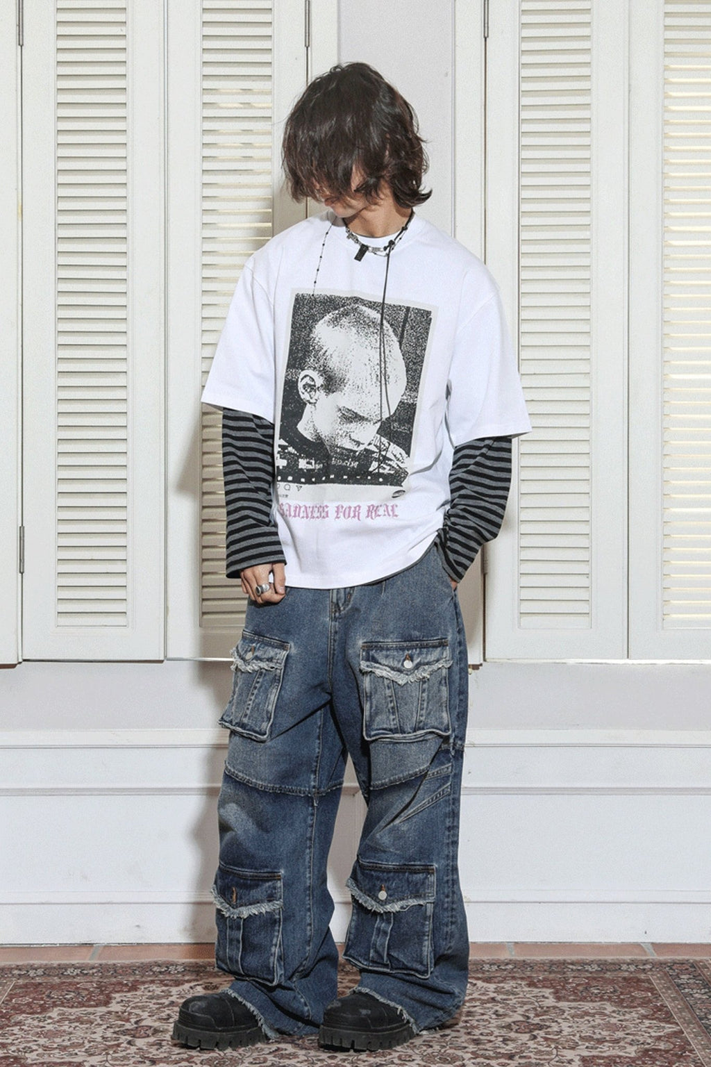 TRECLUB Sadness Face Printing Tee - COPPING THREADS - TRECLUB