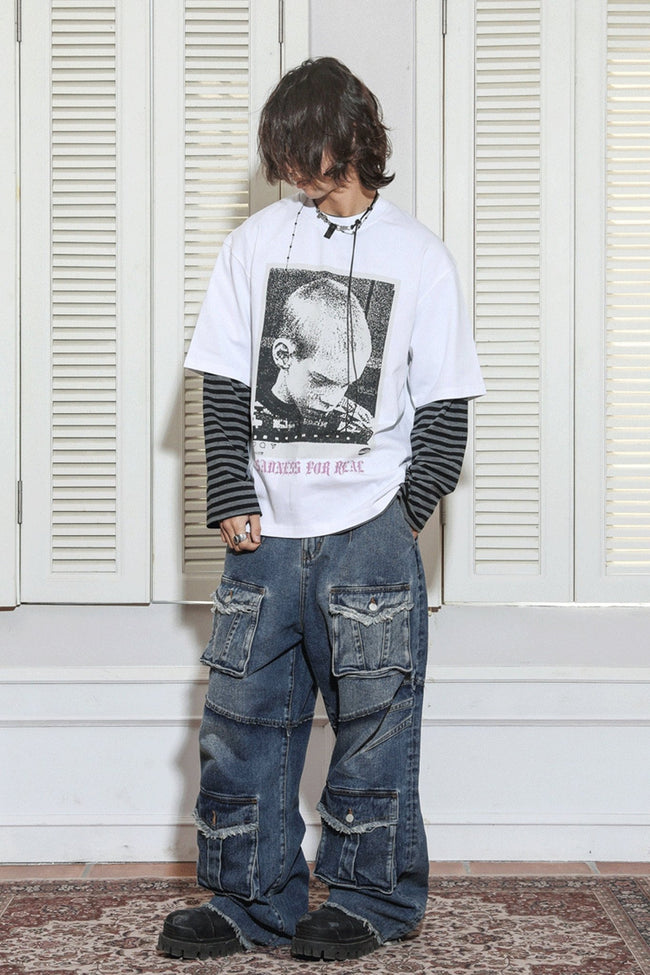 TRECLUB Sadness Face Printing Tee Main Image