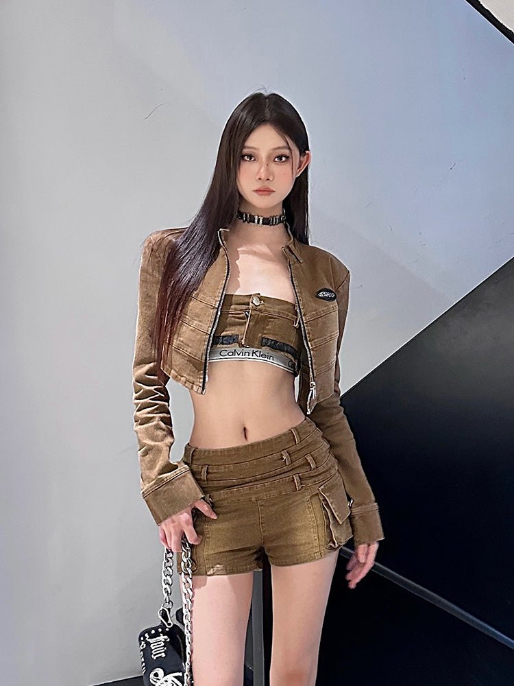 Washed Denim Jacket Shorts Set - COPPING THREADS - CT Select